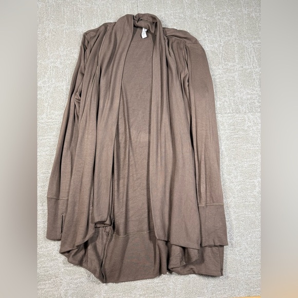 Athleta Brown Open Front Soft Stretchy Cardigan Sweater Womens Size Large - Picture 1 of 7